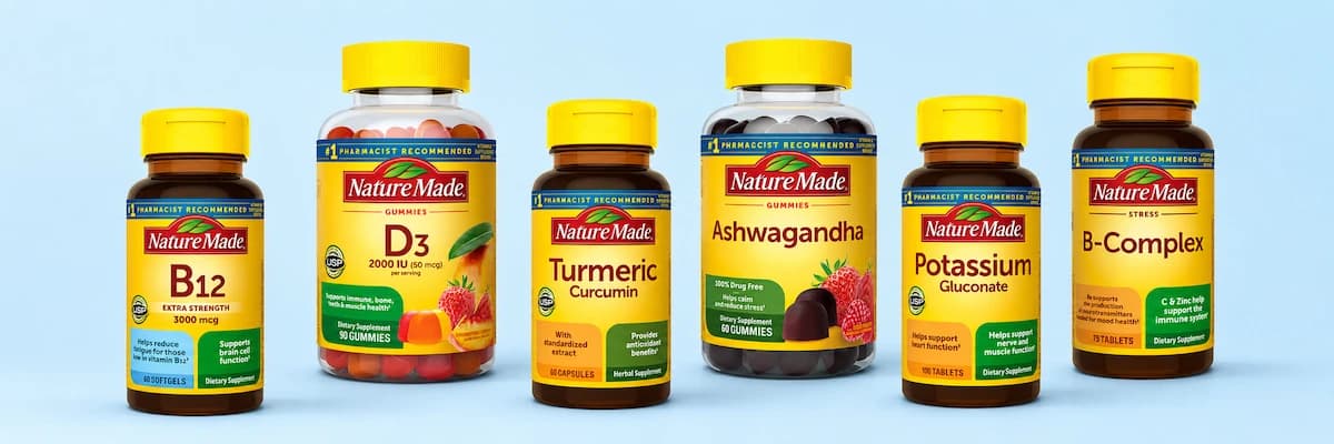 Vitamins and supplements lineup