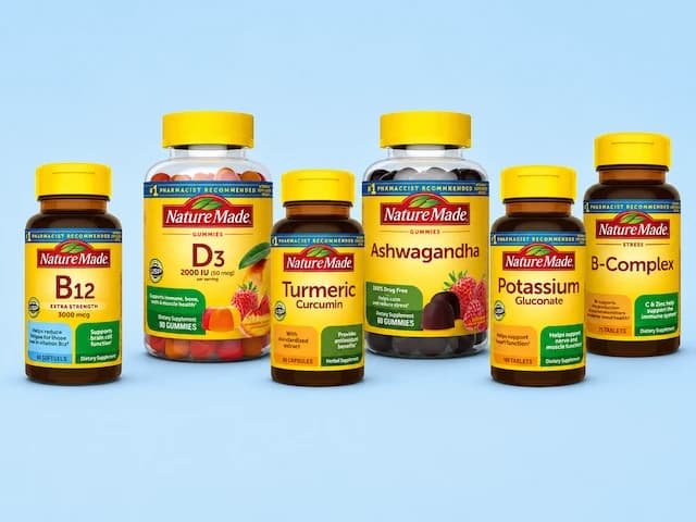 Vitamins and supplements lineup